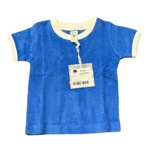 Kate Quinn Royal Blue Towel material ringer tee 6-12M